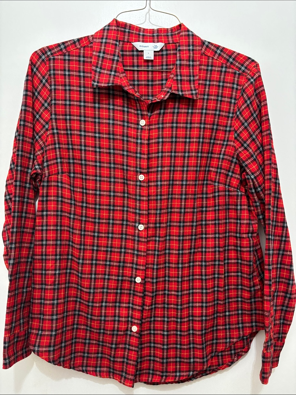 NWOT Old Navy Red Plaid Button-Up Shirt - Sz L